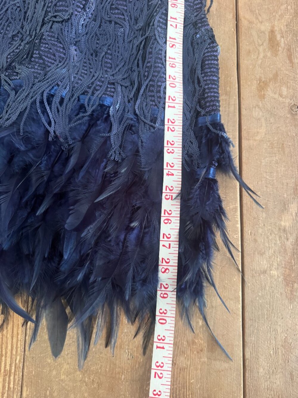 Bella Barnett Navy Sequin Feather Fringe Mini Dress — Size S | Party Dress - Picture 10 of 10